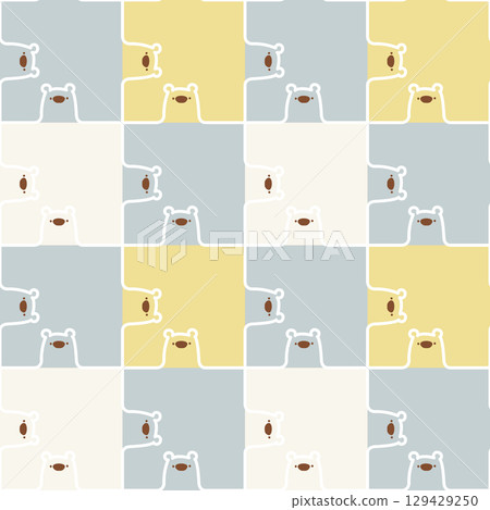 seamless minima line bear repeat pattern in blue and yellow plaid checkered background, flat jpg illustration graphic design seamless minima line bear repeat pattern in blue and yellow plaid checkered background, flat jpg illustration graphic design 129429250