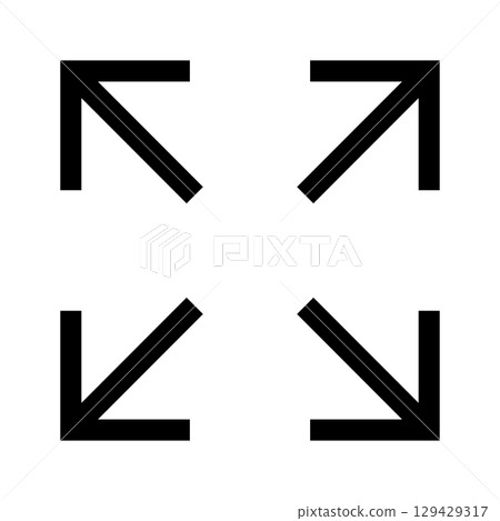 Full screen icon. Arrow mark icon. Vector isolated on white background. Full screen icon. Arrow mark icon. Vector isolated on white background. 129429317