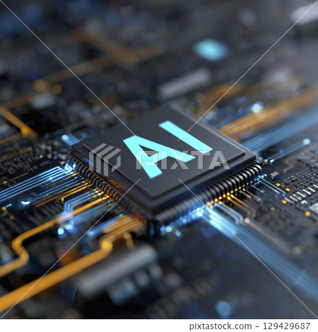 Artificial intelligence concept showing glowing AI symbol on microchip, representing advanced computing technology and future of digital innovation and potential Artificial intelligence concept showing glowing AI symbol on microchip, representing advanced computing technology and future of digital innovation and potential 129429687