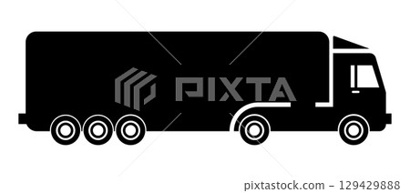Truck black icon. Cargo truck icon. Delivery symbol. Vector illustration isolated on white background. 129429888