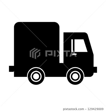Truck black icon. Cargo truck icon. Delivery symbol. Vector illustration isolated on white background. 129429889