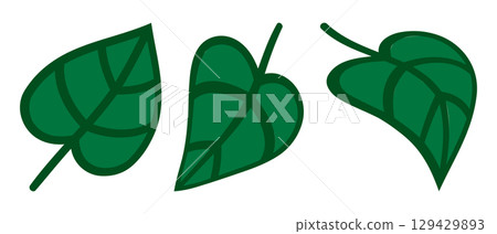 Set of leaves in flat style. Vector illustration isolated on white background. 129429893