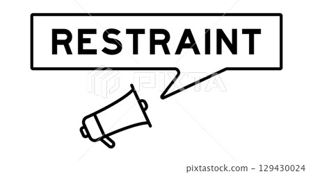 Megaphone icon with speech bubble in word restraint on white background Megaphone icon with speech bubble in word restraint on white background 129430024