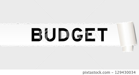 Ripped gray paper background that have word budget under torn part 129430034