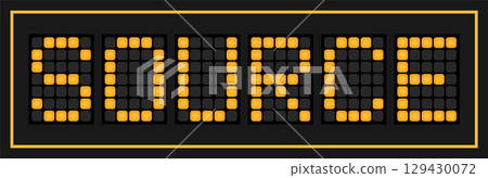Orange color led banner in word source on black background 129430072