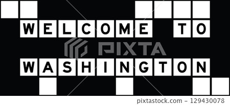 Alphabet letter in word welcome to washington on crossword puzzle background 129430078