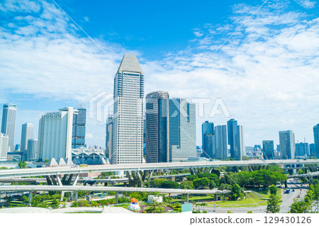 Singapore cityscape with skyscrapers and highways Singapore cityscape with skyscrapers and highways 129430126