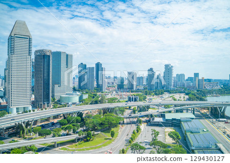 Singapore cityscape with skyscrapers and highways 129430127