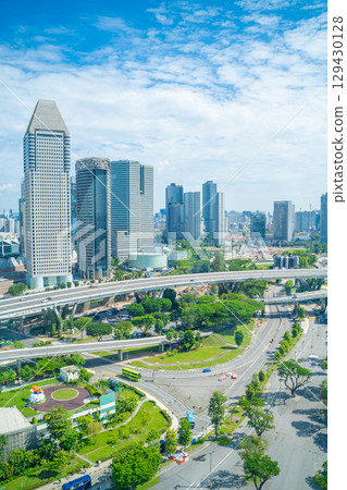 Singapore cityscape with skyscrapers and highways 129430128