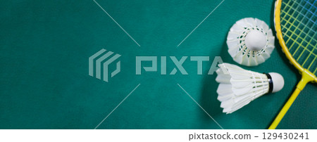 2. Shuttlecock on Badminton Court Background 2. Shuttlecock on Badminton Court Background 129430241