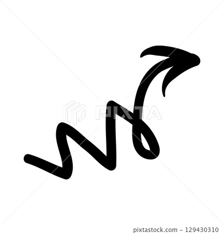 Arrow mark icon. Hand drawn arrow illustration. Vector isolated on white background. Arrow mark icon. Hand drawn arrow illustration. Vector isolated on white background. 129430310