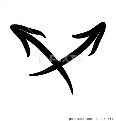 Arrow mark icon. Hand drawn arrow illustration. Vector isolated on white background. Arrow mark icon. Hand drawn arrow illustration. Vector isolated on white background. 129430314