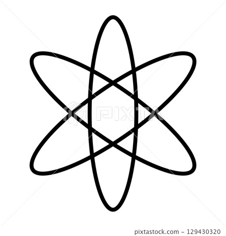 Atom icon. Molecule or atom symbol. Vector illustration isolated on white background. 129430320