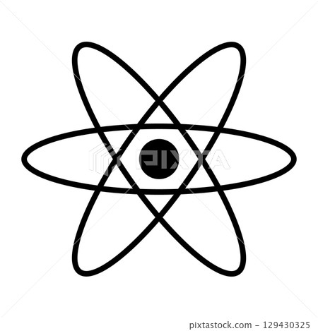 Atom icon. Molecule or atom symbol. Vector illustration isolated on white background. Atom icon. Molecule or atom symbol. Vector illustration isolated on white background. 129430325