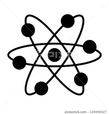 Atom icon. Molecule or atom symbol. Vector illustration isolated on white background. Atom icon. Molecule or atom symbol. Vector illustration isolated on white background. 129430327
