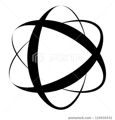 Atom icon. Modern abstract scientific symbol. Vector illustration isolated on white background. 129430332