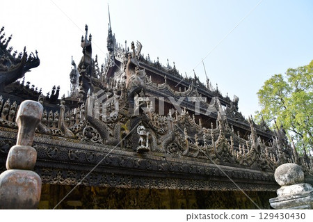 Myanmar, Mandalay, Shwenandaw Monastery, roof carvings, wooden temple Myanmar, Mandalay, Shwenandaw Monastery, roof carvings, wooden temple 129430430