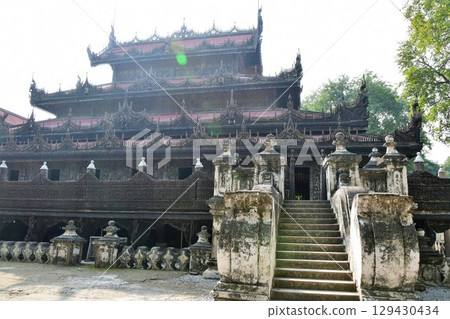 Myanmar, Mandalay, Shwenandaw Monastery, wooden temple 129430434