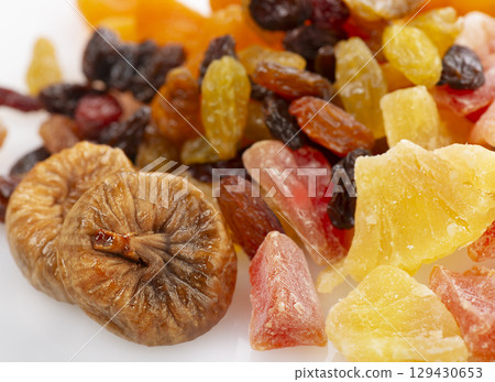 Dried Tropical Fruits Mix ,close up Dried Tropical Fruits Mix ,close up 129430653
