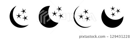 Magic moon and stars icon set. Graphic elements for astrology. Boho witch and magic symbol. Black moon illustration isolated on white background. Vector EPS 10 Magic moon and stars icon set. Graphic elements for astrology. Boho witch and magic symbol. Black moon illustration isolated on white background. Vector EPS 10 129431228