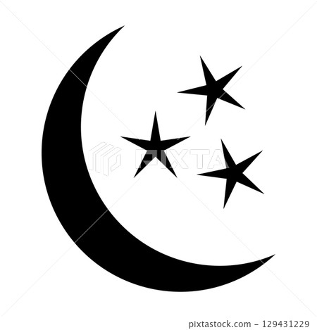 Magic moon and stars icon. Graphic elements for astrology. Boho witch and magic symbol. Black moon illustration isolated on white background. Vector EPS 10 Magic moon and stars icon. Graphic elements for astrology. Boho witch and magic symbol. Black moon illustration isolated on white background. Vector EPS 10 129431229