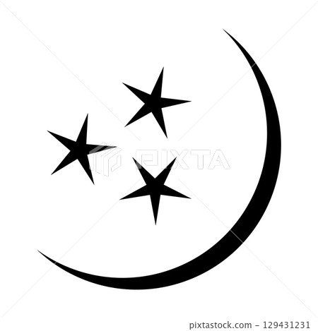 Magic moon and stars icon. Graphic elements for astrology. Boho witch and magic symbol. Black moon illustration isolated on white background. Vector EPS 10 Magic moon and stars icon. Graphic elements for astrology. Boho witch and magic symbol. Black moon illustration isolated on white background. Vector EPS 10 129431231