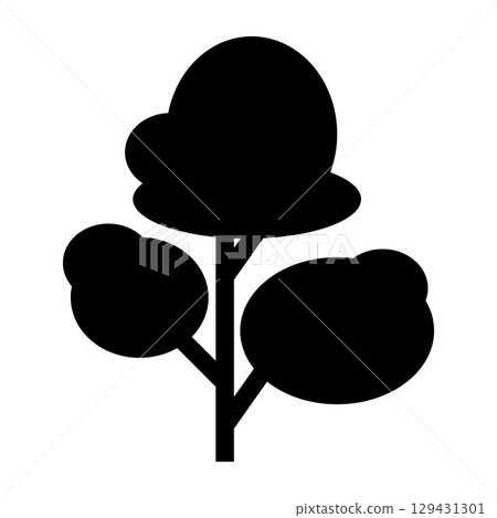 Tree flat icon. Black tree silhouette. Vector illustration isolated on white background. 129431301
