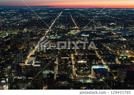 Chicago skyscrapers at dusk Chicago skyscrapers at dusk 129431785