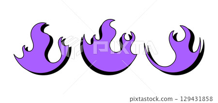 Set of flaming emblems for your design. Purple fire icons. Abstract shape isolated on a white background. Vector EPS 10 Set of flaming emblems for your design. Purple fire icons. Abstract shape isolated on a white background. Vector EPS 10 129431858
