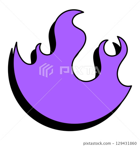 Flaming emblem for your design. Purple fire icon. Abstract shape isolated on a white background. Vector EPS 10 Flaming emblem for your design. Purple fire icon. Abstract shape isolated on a white background. Vector EPS 10 129431860