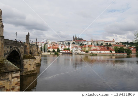 Prague Castle over Charles Bridge 129431909