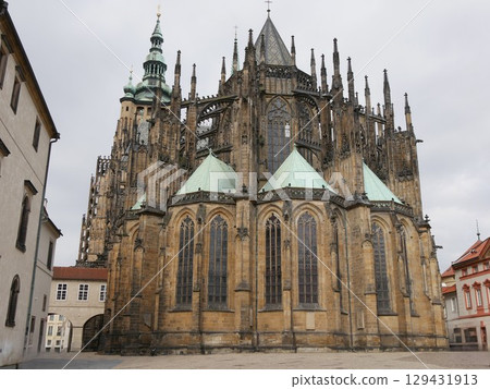 Prague Castle, St. Vitus Cathedral from behind Prague Castle, St. Vitus Cathedral from behind 129431913
