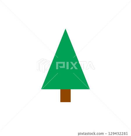Tree flat icon. Christmas tree icon. Vector illustration isolated on white background. 129432281