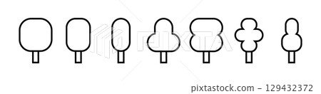Tree line icons set. Vector illustration isolated on white background. 129432372