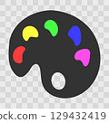 Cartoon Artist's palette with paint. Palette icon. Vector illustration isolated on background. 129432419