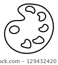 Cartoon Artist's palette with paint. Palette line icon. Vector illustration isolated on background. 129432420