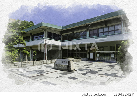 Watercolor style Marugame Castle, Marugame City Museum, Marugame City, Kagawa Prefecture 129432427