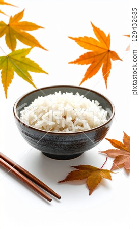 japanese rice with chopsticks 129432685