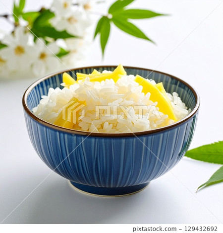 boiled rice with pork 129432692