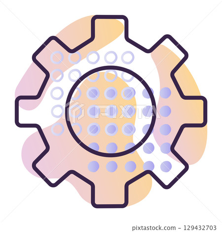 Gear mechanism, pinion sign, dark blue line vector icon with a gradient background 129432703