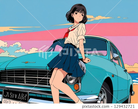 A woman driving by car 129432721