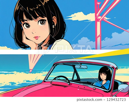 A woman driving by car 129432723