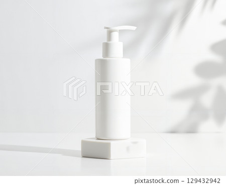 cream bottle on white background 129432942