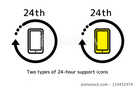 Mobile 24 hour support service icon set 129432974