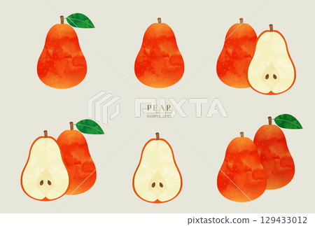 Red pear watercolor illustration material set (vector version) 129433012
