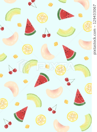 Cute summer fruit pattern 129433067