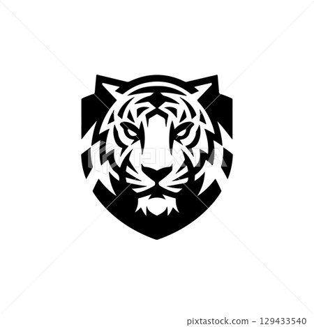 Tiger head. Tiger emblem. Modern style tiger sign. Vector illustration 129433540