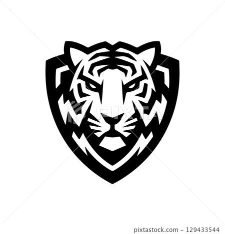 Tiger head. Tiger emblem. Modern style tiger sign. Vector illustration 129433544