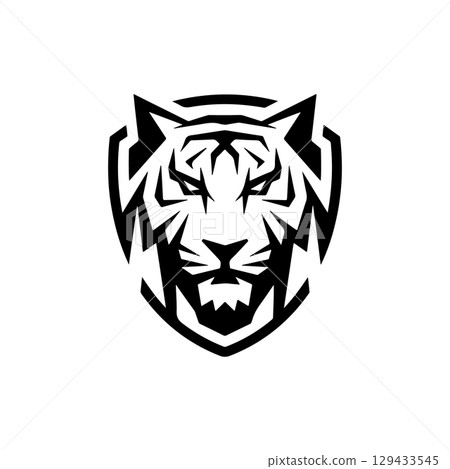 Tiger head. Tiger emblem. Modern style tiger sign. Vector illustration 129433545
