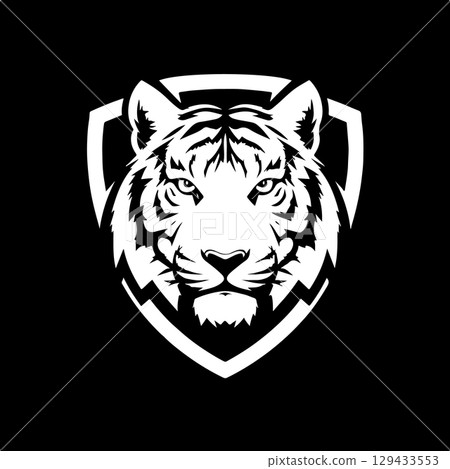 Tiger head. Tiger emblem. Modern style tiger sign. Vector illustration Tiger head. Tiger emblem. Modern style tiger sign. Vector illustration 129433553